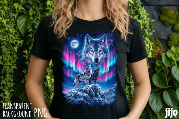 Download Wolf Aurora Moon Night PNG - Moon Collection