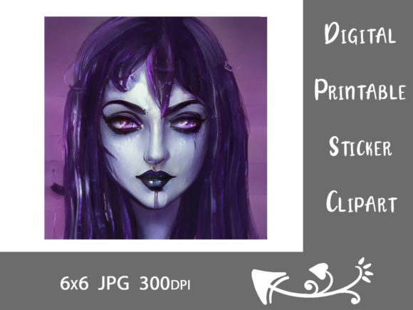 Download Painterly Violet Amethyst Girl Portrait - Premium Resources