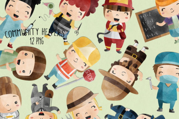 Download Watercolor Community Helpers | Set of 12 - Unity Collection