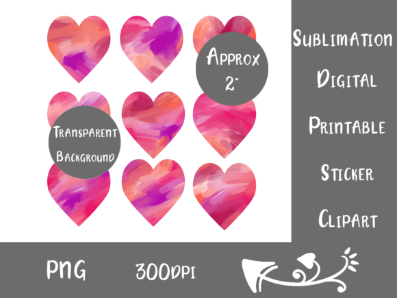 Download Pink Mini Sublimation Painterly Hearts - Premium Bundle