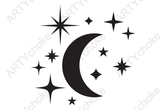 Download Moon and Stars. SVG File for Cricut - Moon Collection
