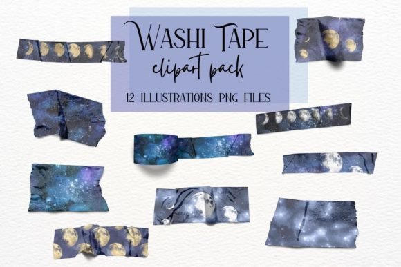 Download Moon Watercolor Washi Tapes Collection - Moon Collection