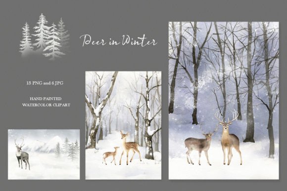 Download Watercolor Winter Forest Clipart - Premium Bundle