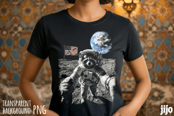 Download Patriotic Raccoon Astronaut Moon PNG - Moon Collection